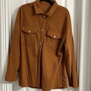 Brown Button Down Shirt with Classic Collar | Size L